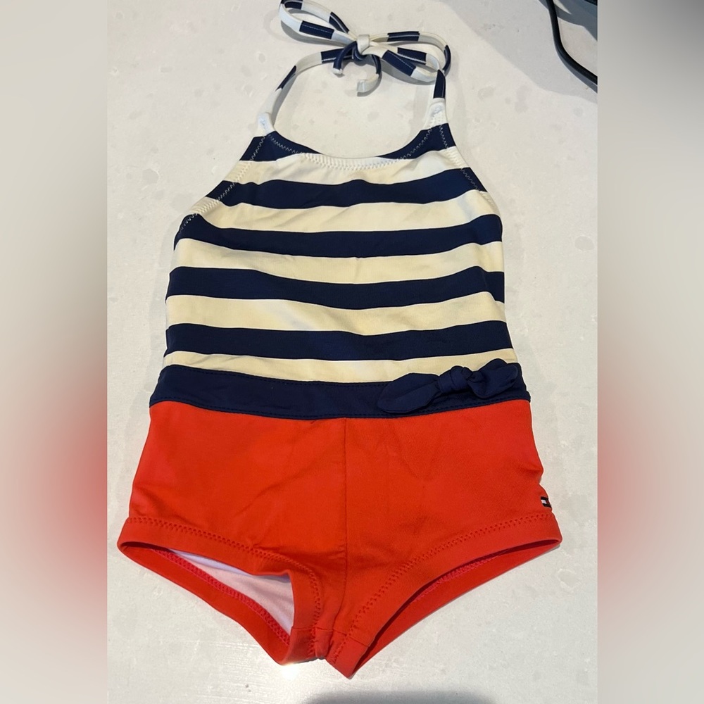 Tommy Hilfiger White red and Navy swimsuit 18m